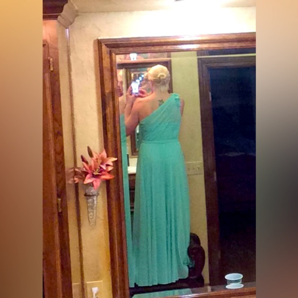 Mint WToo (Watters) One Shoulder Bridesmaid Gown